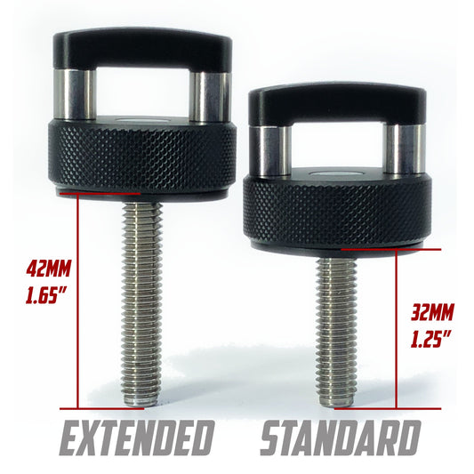 Jeep Hard Top Quick Removal Fastener Thumb Screw, integrated D Ring, Billet Aluminum (Six Piece Set) EXTENDED REACH