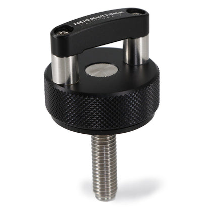 JEEP Wrangler JK, JL & JT 2 PACK Hard Top Quick Removal Fastener Thumb Screws, integrated D Ring, ROCKWORKX Billet Aluminum (2 Pack Thumbscrew+ 2 Square Nuts))