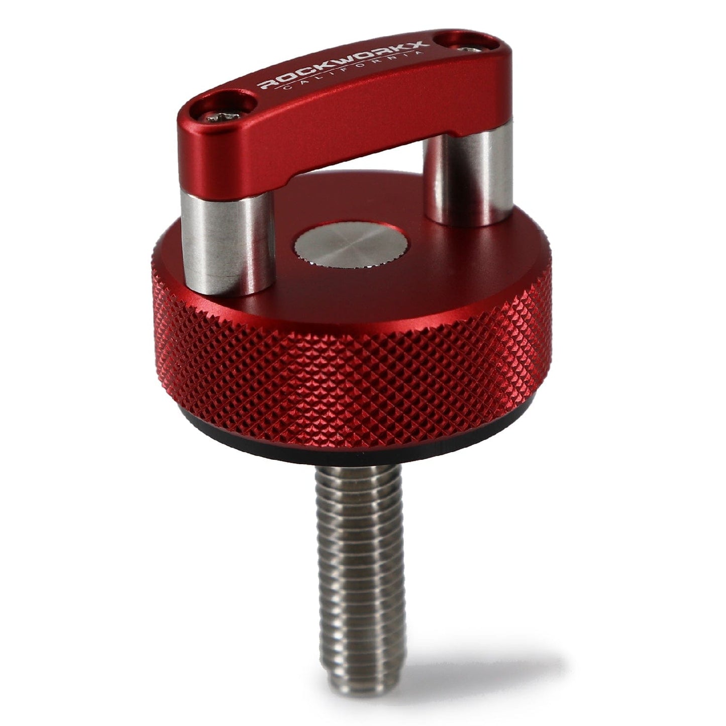 JEEP Wrangler JK, JL & JT 2 PACK Hard Top Quick Removal Fastener Thumb Screws, integrated D Ring, ROCKWORKX Billet Aluminum (2 Pack Thumbscrew+ 2 Square Nuts))