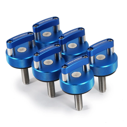 Jeep Wrangler Thumbnail screws in Blue for JFTops Tonneau Cargo Covers by Rockworkx