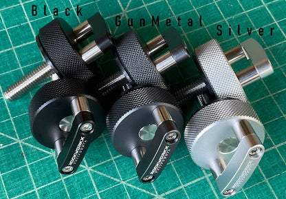 JEEP Wrangler JK, JL & JT Hard Top Quick Removal Fastener Thumb ScrewsLIMITED EDITION GunMetal Grey  (Six Piece Set)