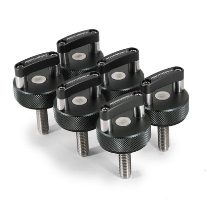 JEEP Wrangler JK, JL & JT Hard Top Quick Removal Fastener Thumb ScrewsLIMITED EDITION GunMetal Grey  (Six Piece Set)