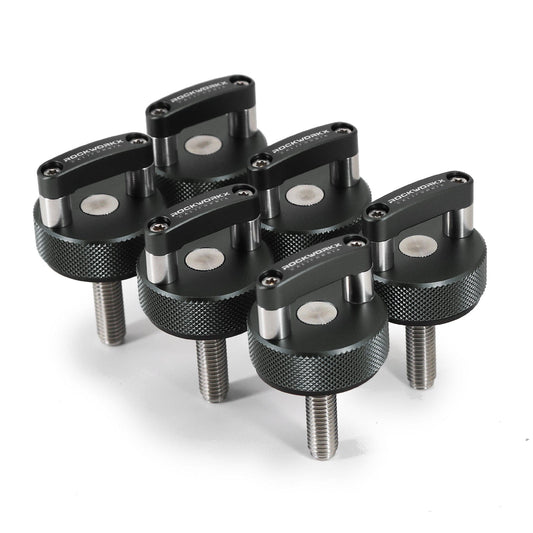 JEEP Wrangler JK, JL & JT Hard Top Quick Removal Fastener Thumb ScrewsLIMITED EDITION GunMetal Grey  (Six Piece Set)