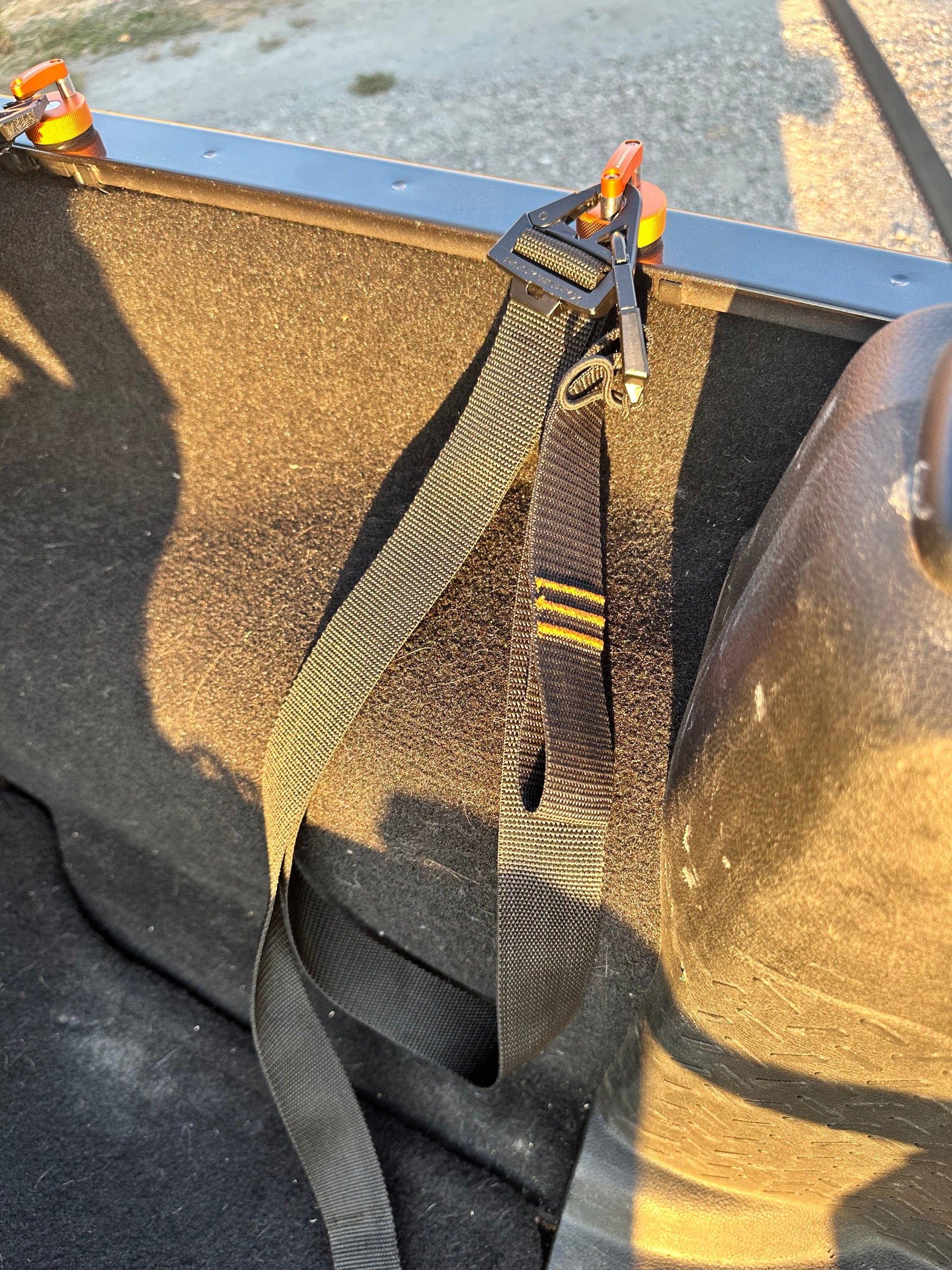 Rockworkx 1.5 in tie-down strap orange customer pic