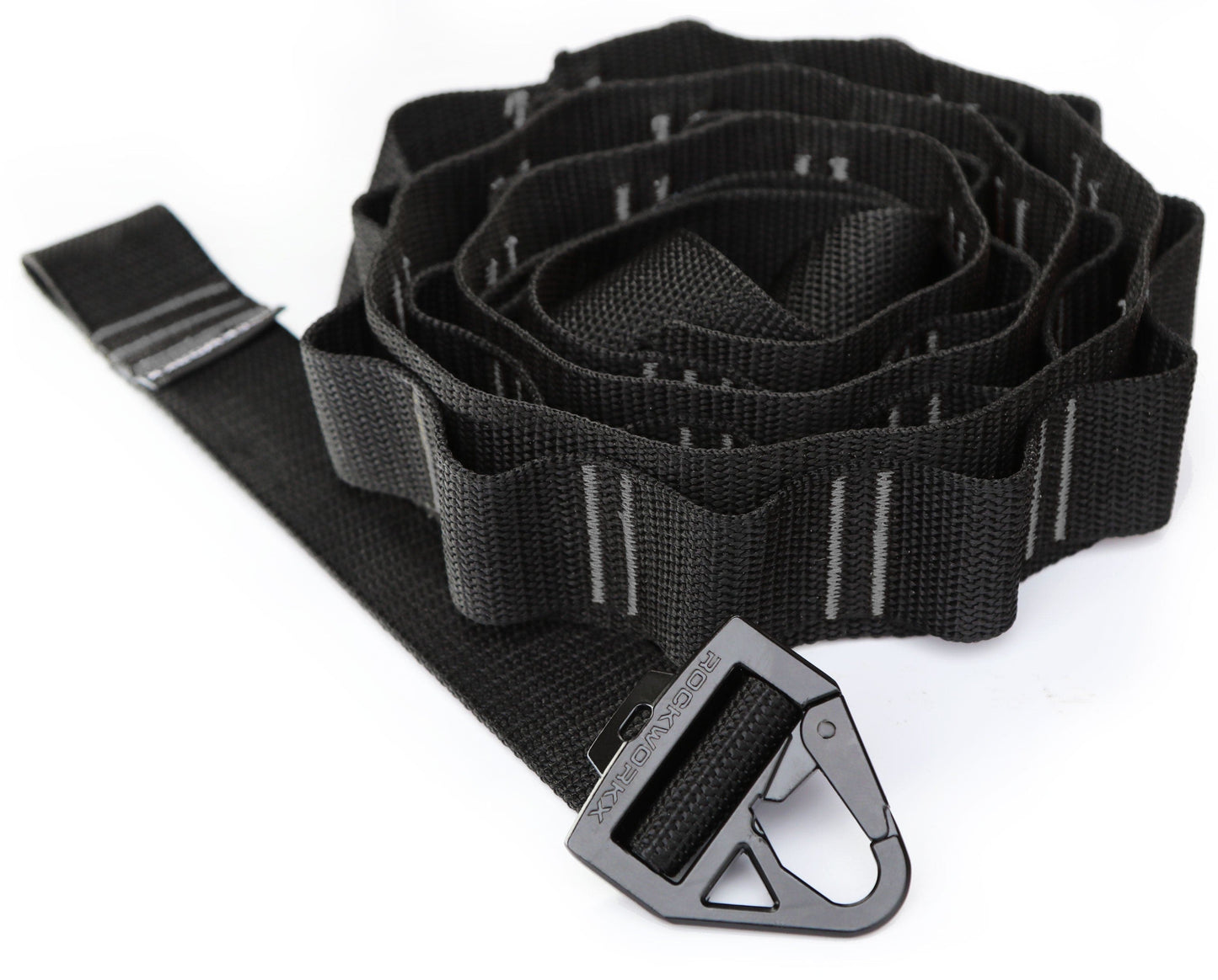 Rockworkx 2 in tie-down strap with 1.5 in molle connector Gray thread