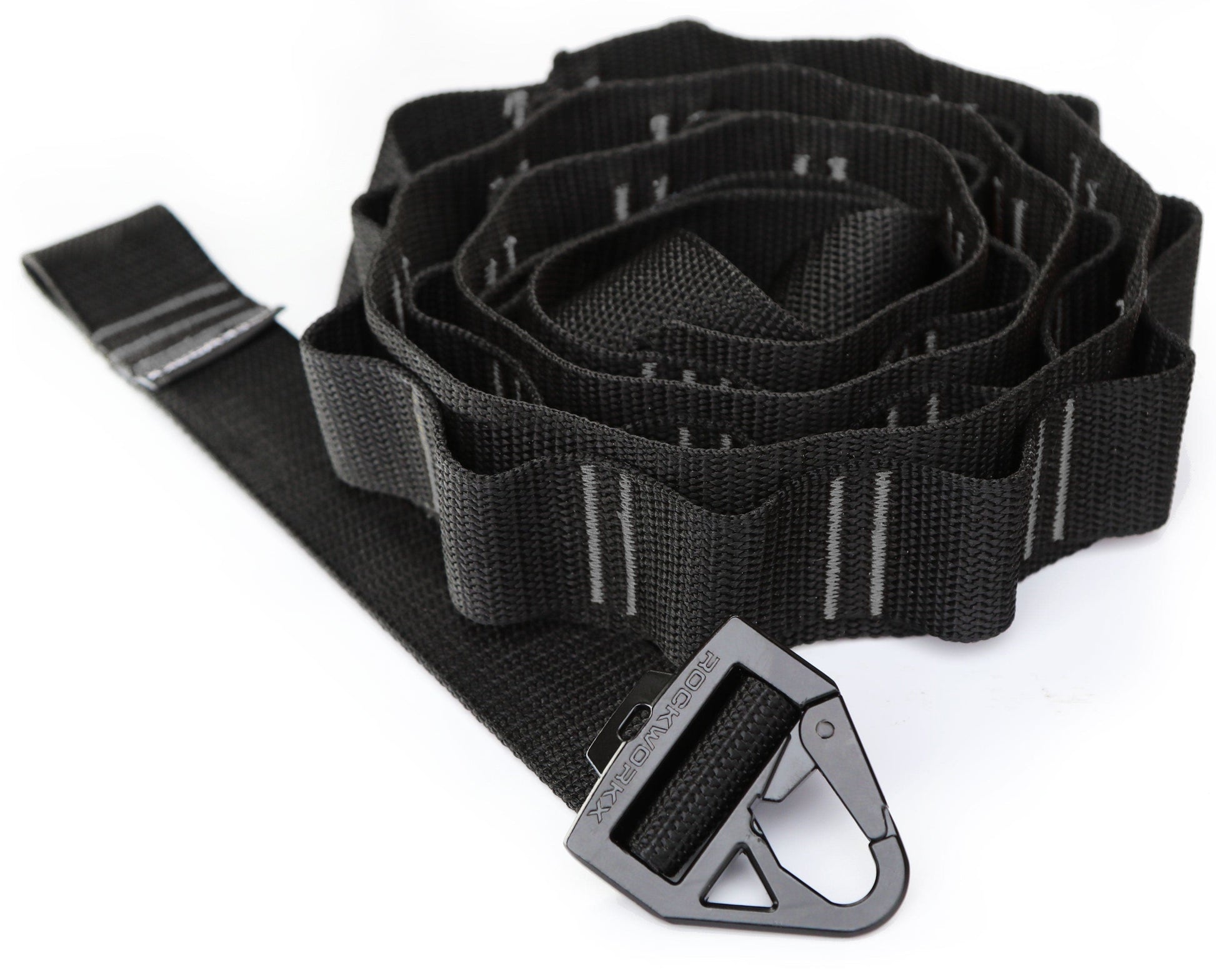 Rockworkx 2 in tie-down strap with 1.5 in molle connector Gray thread