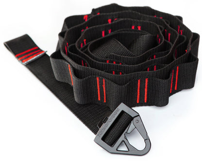 Rockworkx 2 in tie-down strap with 1.5 in molle connector Red thread