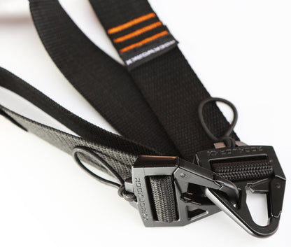 Rockworkx 2 in tie-down strap with 1.5 in molle connector Orange thread
