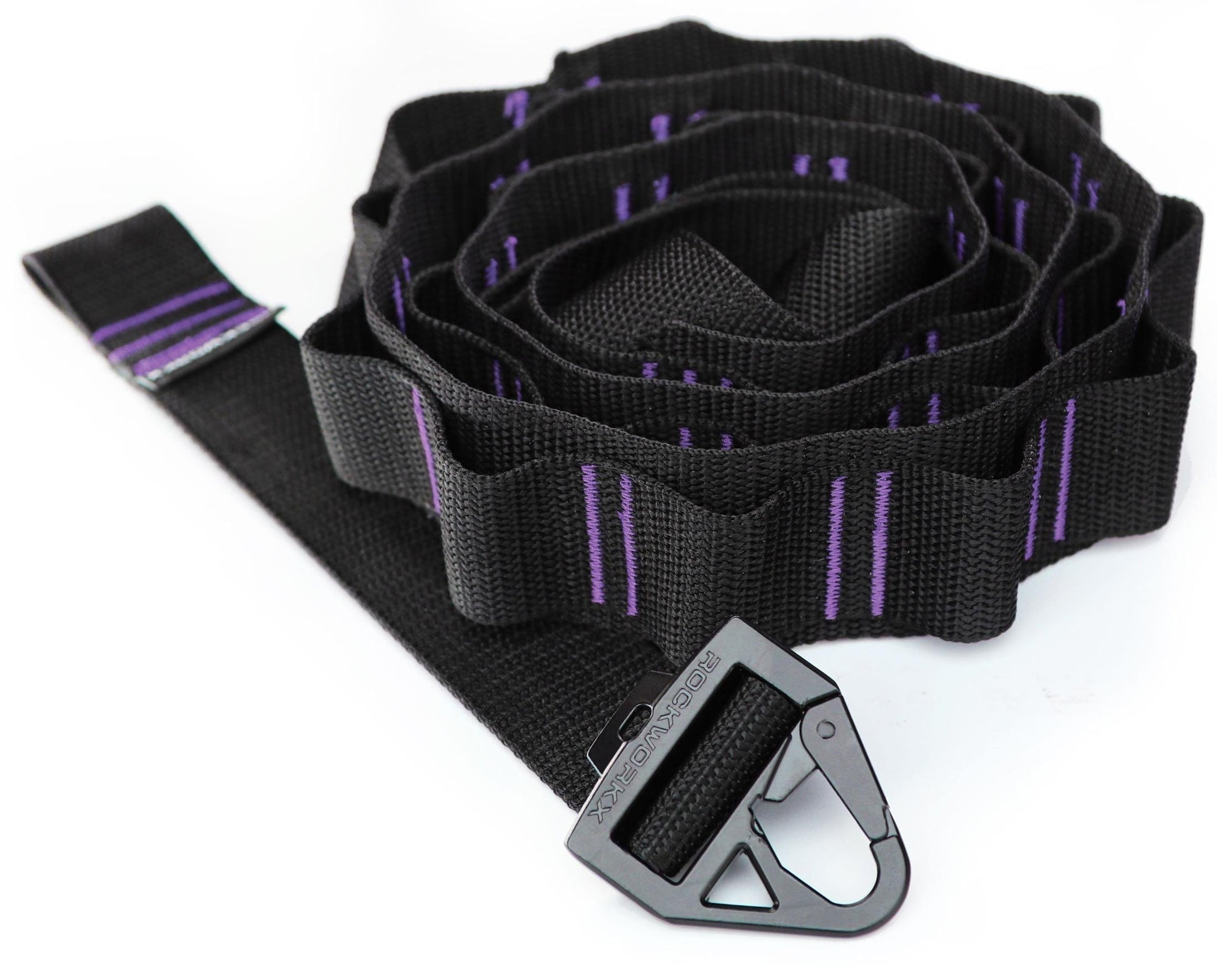 Rockworkx 2 in tie-down strap with 1.5 in molle connector Purple thread